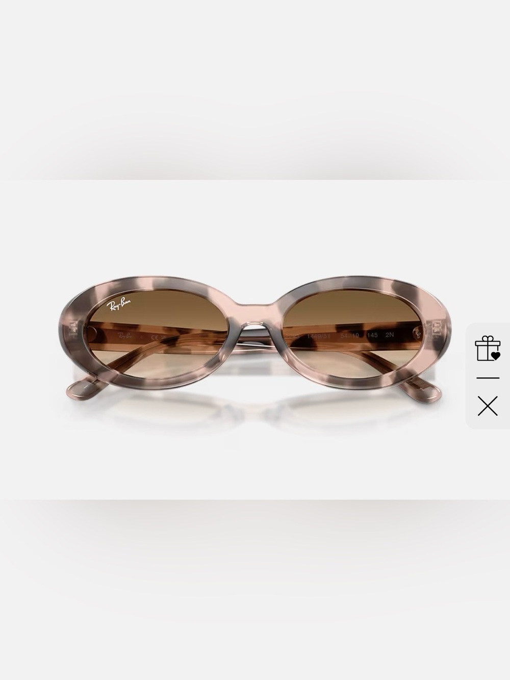 Ray-Ban Women's Rose Tinted Oval Sunglasses with Brown Gradient Lenses